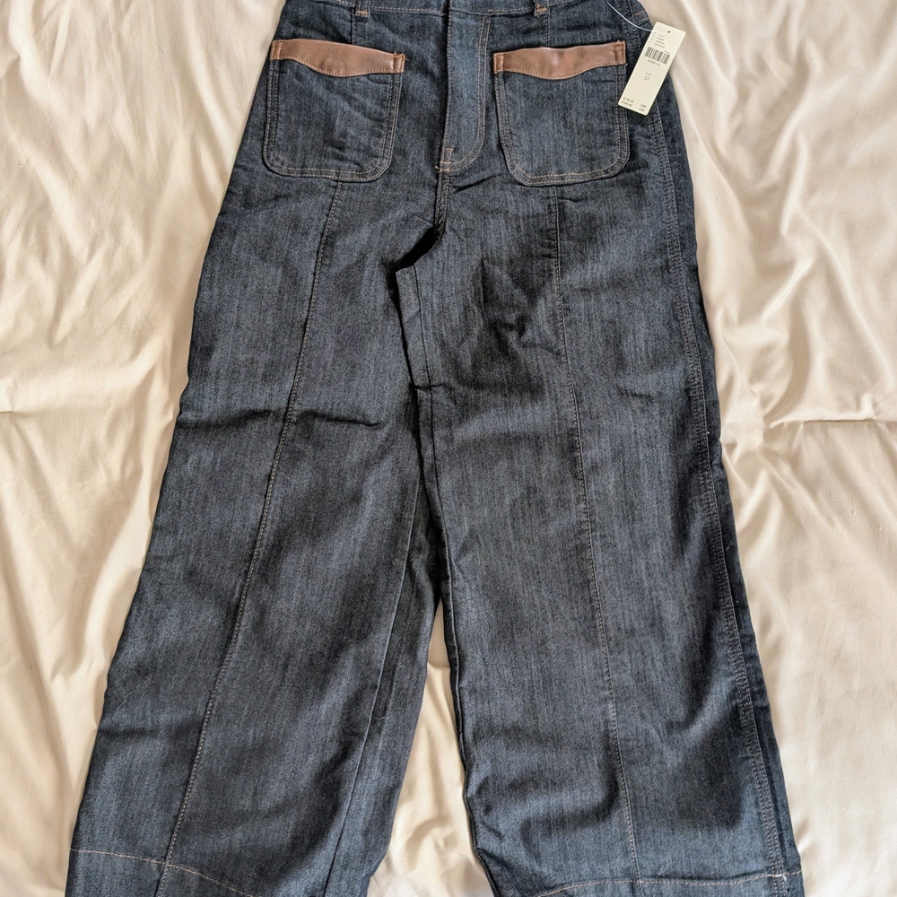 Anthropologie Women's Relaxed Jeans - Blue and Tan